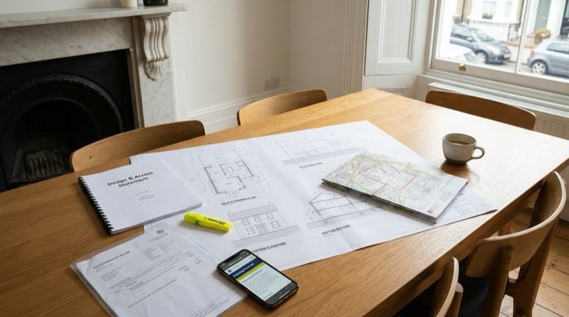 Victorian terrace exterior in Archway undergoing planning and extension works