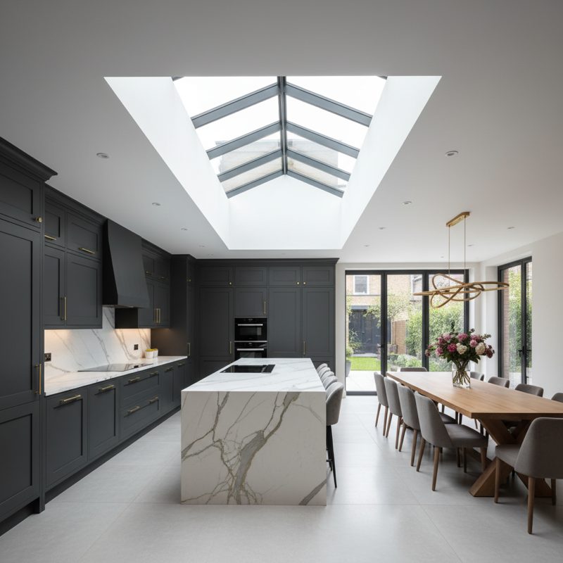 Luxury open-plan kitchen renovation in a London home